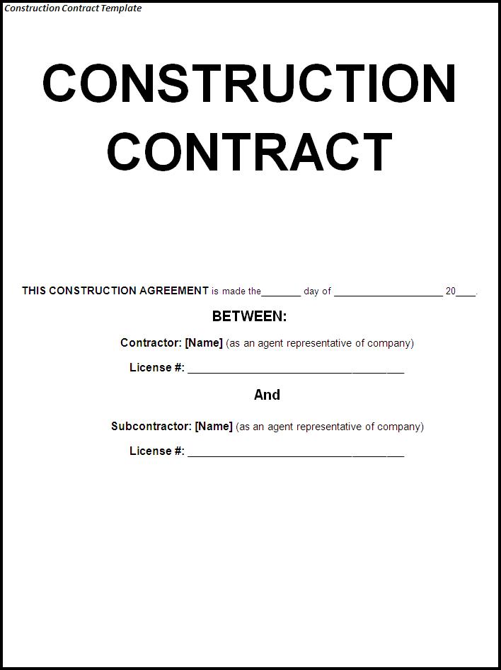 Free Building Contract Template Word Uk