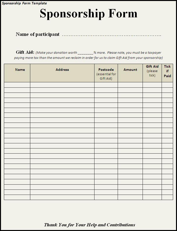 Printable Movember Sponsorship Form Printable Forms Free Online