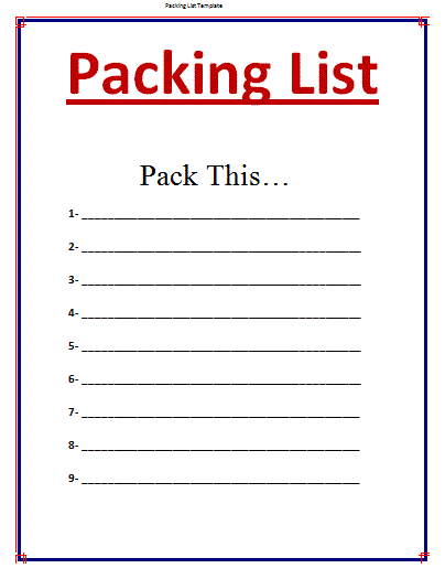 Packing List Template Professional Word Templates