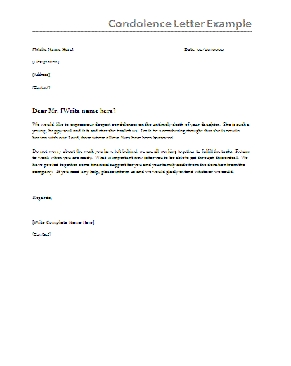 Free Condolence Letter Samples 4 Word PDF Formats Professional 